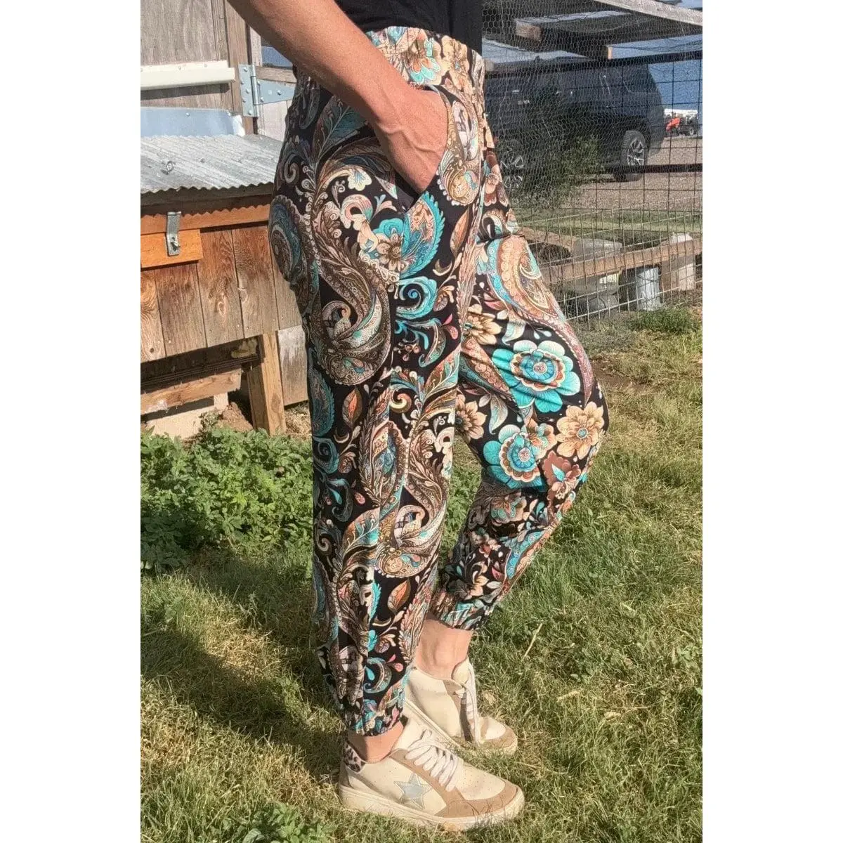 Paisley Relaxed Fit Sporty Joggers - Printed Casual Comfy Sweatpants for Sports, Outdoor Activities, Relaxed Fit Joggers