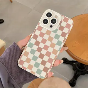 Phone Case, for iPhone 13 ProMax/ 11Pro/ 11, iPhone 15/ 14/ 13/ 12/ 16 Plus All Series, WithColorful Checkered Pattern, Shockproof, Anti-scratch, Anti-fingerprint Covers, Portable, Convenient Mobile Phone Protective Shell Compatible with iPhone 1