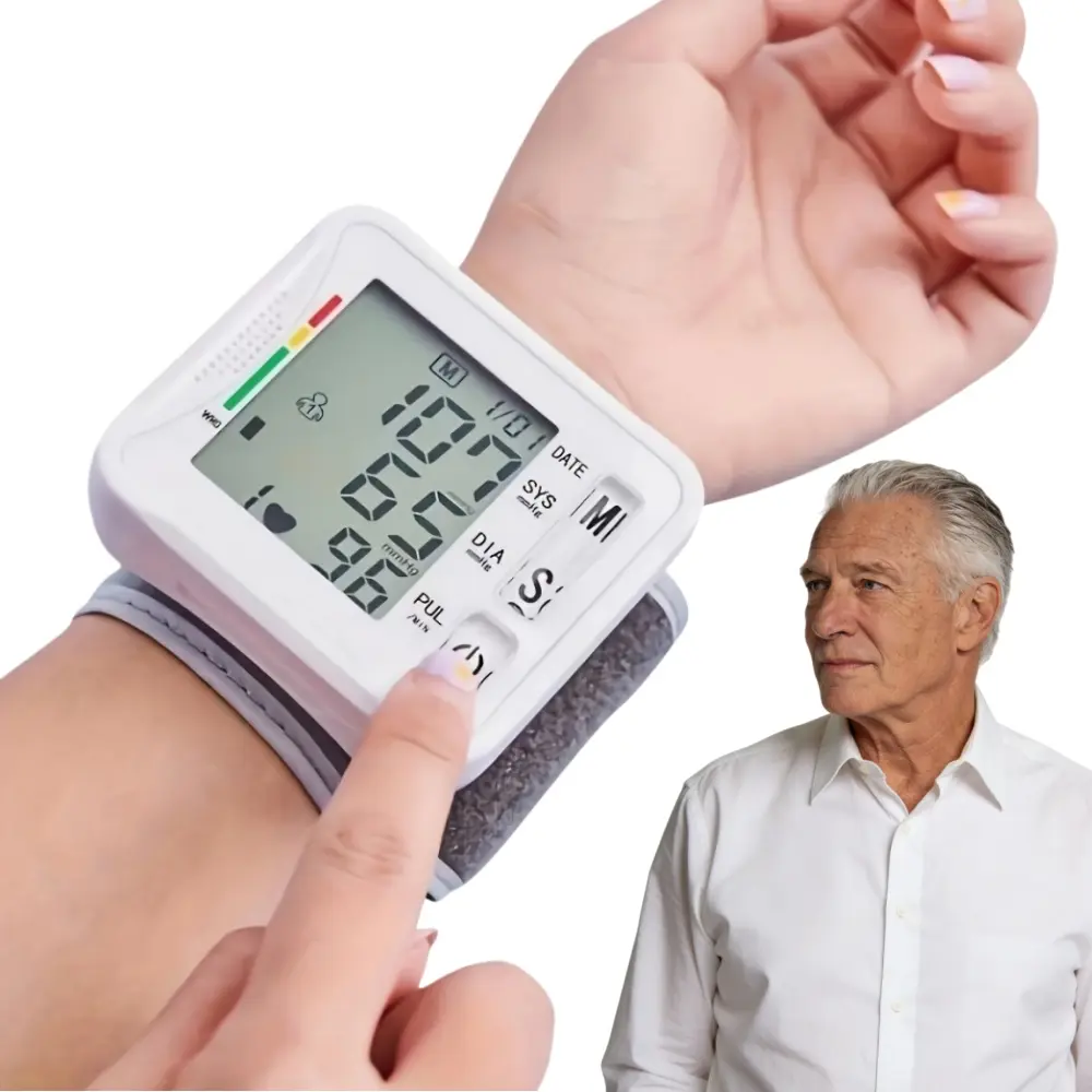Smart Wrist Blood Pressure Monitor - Health Focus Fitness Tracker with LCD Screen, Adjustable Cuff, Pulse Rate Detection, Pulse Alarm, Irregular Heartbeat Alert, Battery Operation (Batteries Not Included), Sound Playback, Lcd Display