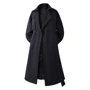 Men's Trench Coat with Double-Breasted Classic Lapel, Casual Business Fashion, Stylish Belted Slim Jacket Suitable for All Seasons, Hiking Travel Jacket, Men's Clothing for All Weather Conditions