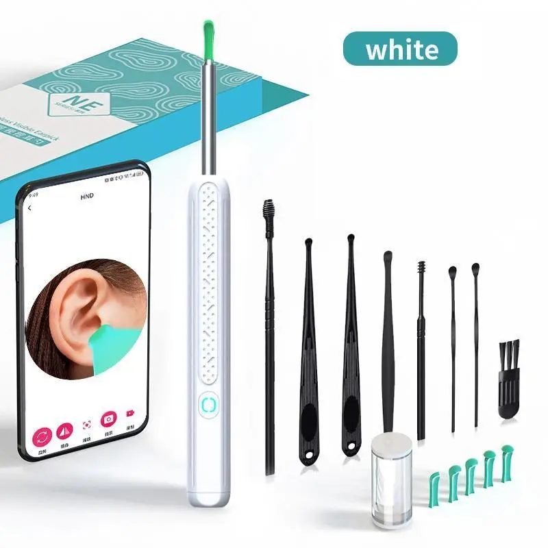Earwax Removal Tool Kit with Camera, Portable 360° Wide-Angle Ear Cleaner, Ear Canal Cleaner, Ear Cleaning Tool, Earwax Remover, Waterproof Endoscope, USB Charging, Compatible with iPhone & Android
