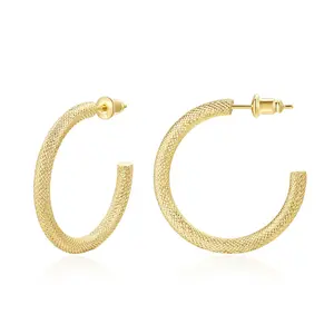 Gold Hoop Earrings for Women - 14K Gold Plated Lightweight 925 Sterling Silver Post Hypoallergenic Earrings 20/30MM