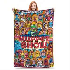 The Muppet Show Themed Queen-Size Flannel Fleece Blanket - Super Soft, Contemporary Style, Multi-Function for Couch and Bed, All-Season Use, Machine Washable, Ideal for Camping, Picnic, Travel, Perfec summerwins