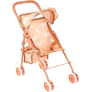 Baby Doll Stroller for Toddlers 3 Year Old Girls, Folding Toy Stroller for Dolls with Bottom Storage Basket, Foldable Frame, Canopy, Seatbelt
