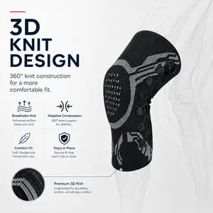 Adjustable Dial Knee Brace with Patella Gel Pad & Side Stabilizers, Compression Knee Support for Meniscus Tear, Arthritis Pain Relief, Running & Sports