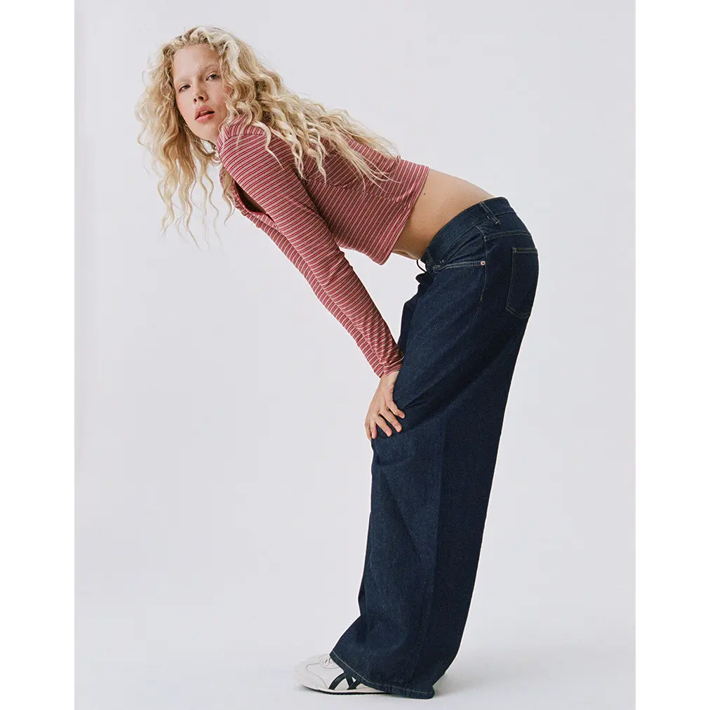 MOTEL Roomy Extra Wide Low Rise Jeans in Indigo