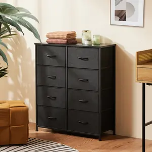 Sweet Furniture Dresser for Bedroom Organizer Storage Drawers with 8 Drawers, Steel Frame, Wood Top, Closet & Entryway