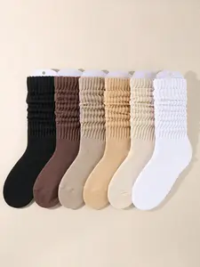 Women's Solid Crew Socks, Multi-pack Soft Comfy Breathable Mid-calf Socks for Daily Wear, Socks for Women, Lady's Fall & Winter  Hosiery
