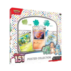 Pokemon 151 Poster Collection - Featuring Bulbasaur, Charmander, and Squirtle as Playable Foil Promo Cards