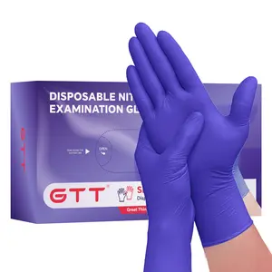 GTT Disposable Nitrile Gloves 8Mil Chemical Resistant Powder-Free Latex-Free for Exam Cook Tattoo PURPLE 100Pcs