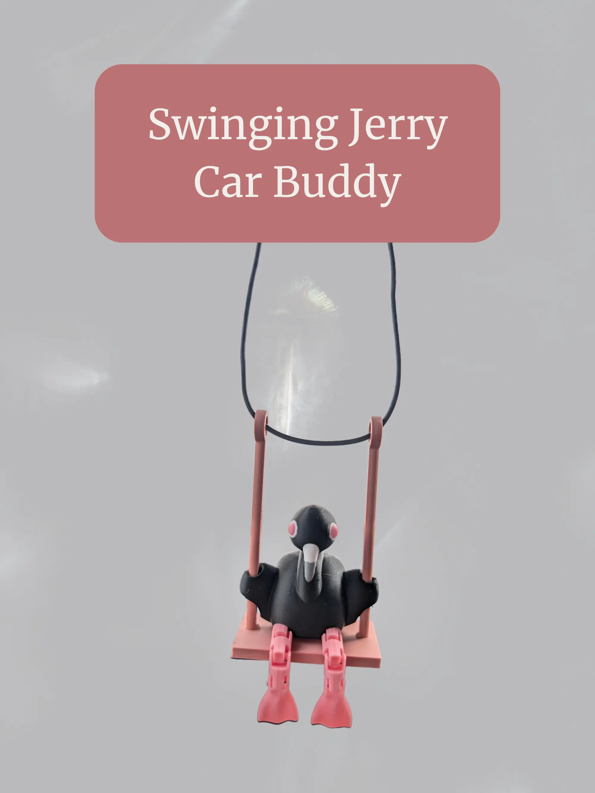 Swinging Jerry Car Buddy - 3d printed rear view mirror swinging black flamingo, Accessories For Car, Auto Accessories