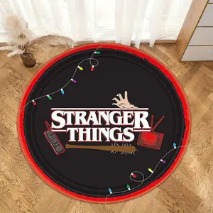 1pc Stranger Things Classic Element Round Rug, Durable Non-Slip, Living Room Decor, Movie Theme Room Setup, Dark Suspense Home Style
