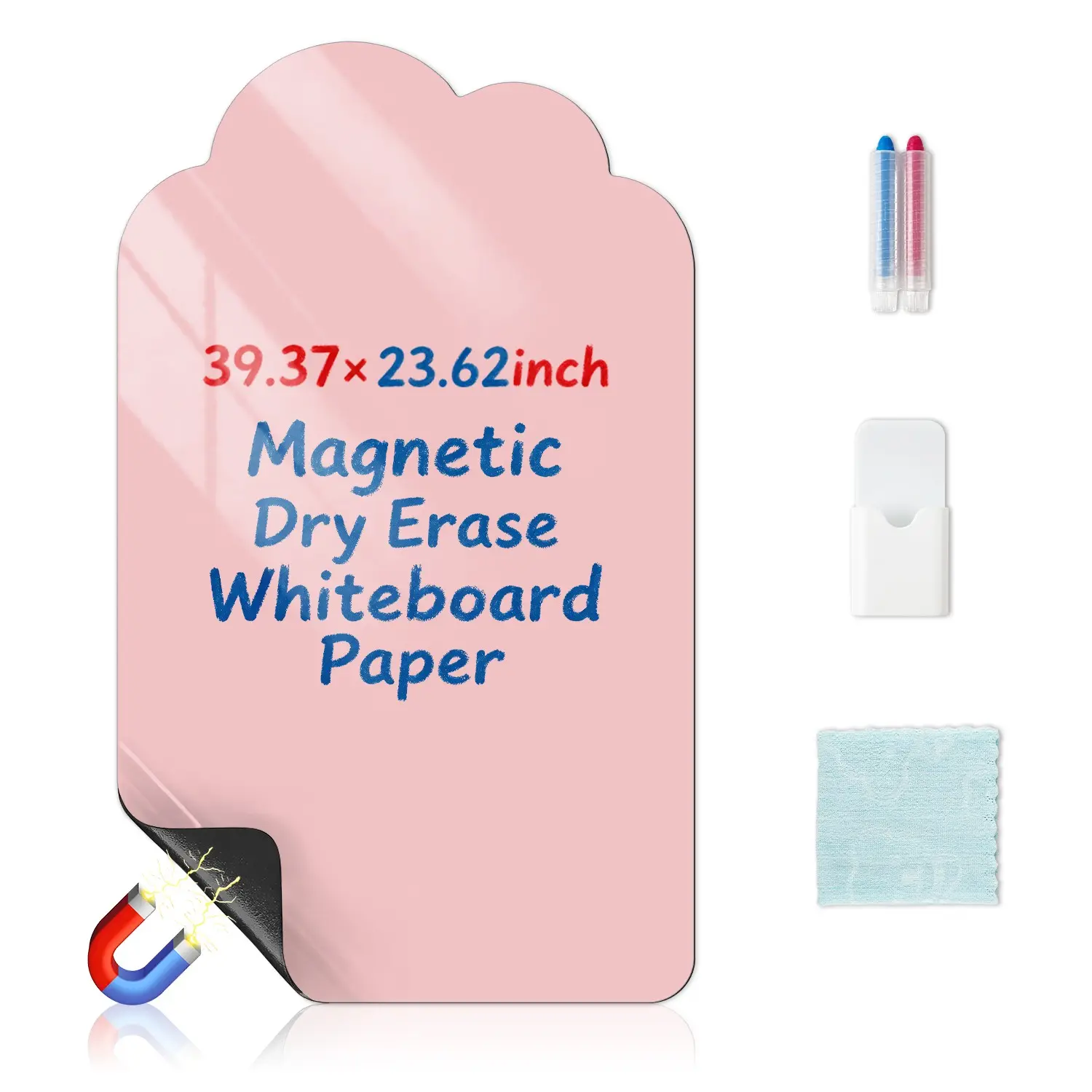 Magnetic Whiteboard Wall Sticker, Self-Adhesive Erasable Whiteboard, Removable Reusable Writing Board, Ideal for Home Office School, 15.75x26.38 Inch