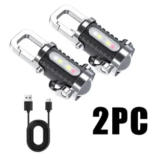 [2Packs] EDC Mini Multifunctional Flashlights,Rechargeable Keychain Flashlights 800 Lumens, COB Keychain Work Light Flashlights 7 Light Modes, Bright Mini Keychain Light for Walking, outdoor Searching and Hiking Tactical COB Flashlight camp tiktokshopspri