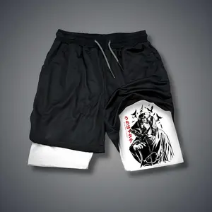 Anime Double-Layer Sports Shorts Graphic Shorts Black Shorts Camo Shorts Streetwear Shorts Men Outfits Men Short Shorts Vacation Outfits Shorts