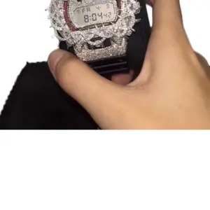 Luxury Digital Watch with Sparkling moissanite Crystal Accents and Black Strap