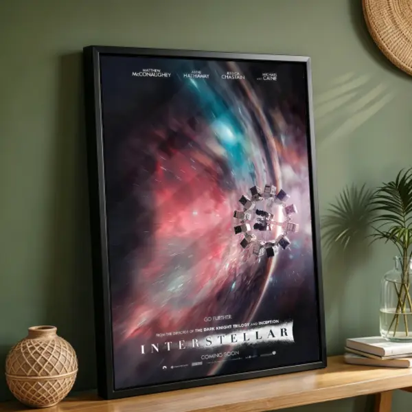 Interstellar Movie Poster Space Travel Black Hole Sci Fi Film Wall Art Cosmic Spaceship Canvas Print for Bedroom Game Room Living Room Office Dorm Gift for Christopher Nolan Movie Fans