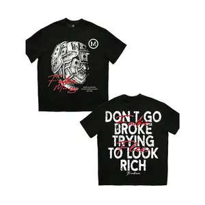 Manfinity EMRG US Dollar Bill Front & Back Print Oversized Loose Drop Shoulder Short Sleeve White Tee Shirt For Men Fashionable Streetwear Fabric Hem