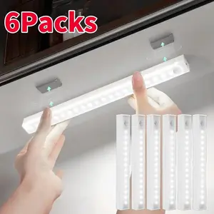 6-Piece Motion Sensor LED Cabinet Light Strip, USB Rechargeable Magnetic Wireless Night Light for Hallway Stairs Closet Kitchen, Modern Night Lights, Indoor Room Lights