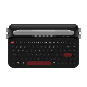 AJAZZ AF84 wireless film keyboard 84-key steam retro punk typewriter ABS injection card slot bracket round keycap wireless Bluetooth dual-mode office keyboard easy to operate plug and play fast response low latency cute typewriter girl keyboard