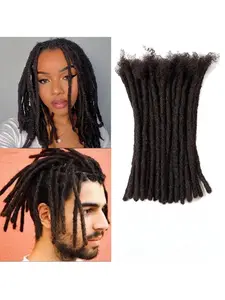 Thickness Dreadlock Extensions Human Hair 10-60 Strands Locs Extensions Real Human Hair, Natural Black for Women Men Kids Full Handmade Permanent Locs Interlock Locs Can Be Dyed and Bleached Ideal for Daily Hip-Hop Style and Summer Daily Use Braids