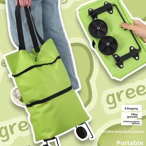 Portable Shopping Cart, Foldable Trolley Cart, Shopping Bag With Wheels, Portable Grocery Cart With Large Capacity and Foldable Design, Perfect for Shopping, Grocery Shopping, and Picking Up Packages