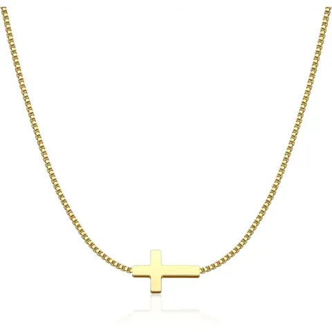 Sideways Cross Necklace with a Simple Chain, Minimal Faith-Inspired Jewelry for Everyday Outfit Styling