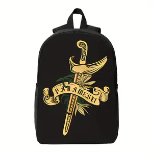 Customized  Boys Backpack for School Kids Girls GIfts Custom AJINING DIRI SAKA LATAS LOGO Large Backpack - Lightweight Travel Backpack with Laptop Compartment, High Quality Polyester School Bag, Black with Yellow Accents for Work, College