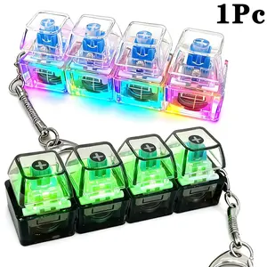 Keyboard Fidget Toy, Light Emitting Keychain, 4-In-1 Decompression Button, Stress Relief Gift, & Transparent Options