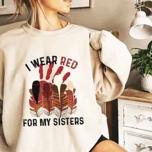 Wear Red for Indigenous Women's Rights: MMIW Awareness Sweatshirt EQB18S native american Casual Comfort graphic tees women