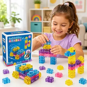 Soft Jelly Blocks 40-Pack Multicolor Stackable Building Toys for Toddlers 3+ Years – Non-Toxic, Squeezable & Stretchable Silicone Sensory Blocks Set – STEM Early Learning Bath Toys – Birthday Easter Gift