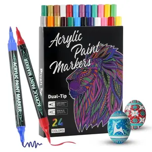 Acrylic Paint Pens Set, Dual-Ended Markers for Stone Wood Canvas Art DIY Crafts, Art Painting Supplies, Back-To-School Supplies for Adults
