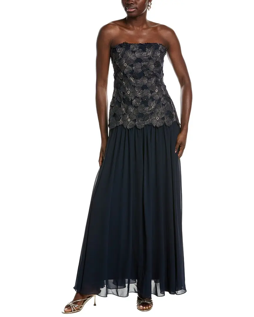 Badgley Mischka Lace Georgette Combo Gown