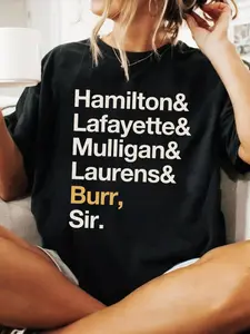 Women's Hamilton Character Name Printed Short-Sleeve T-Shirt - Loose Retro Broadway Musical Fan Crew Neck Casual Top Fit