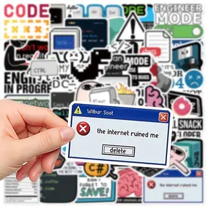 50 YWWBLD Programmer Cartoon Funny Stickers, Waterproof PVC Matte Finish, Self-Adhesive Tech Humor Decals for Laptops, Skating, Room Decor, Social Media Decal Sticker Packs