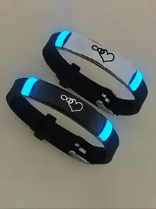 Night Glow Love Heart Pattern Couple Bracelets Set, Cute Valentine's Day Gift, Romantic Promise Jewelry, Unisex All Seasons Accessory, Luminous Bracelets, Heart Shaped Bracelet, Couples Bracelet Set