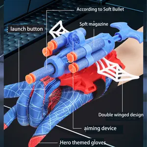 Spider web hero launcher wrist mounted launcher toy, web slingshot toy with spider glove launcher, Hero Themed Gloves suitable for young men and women's Christmas gifts, Halloween gifts, Black Friday outdoor fun toy gifts