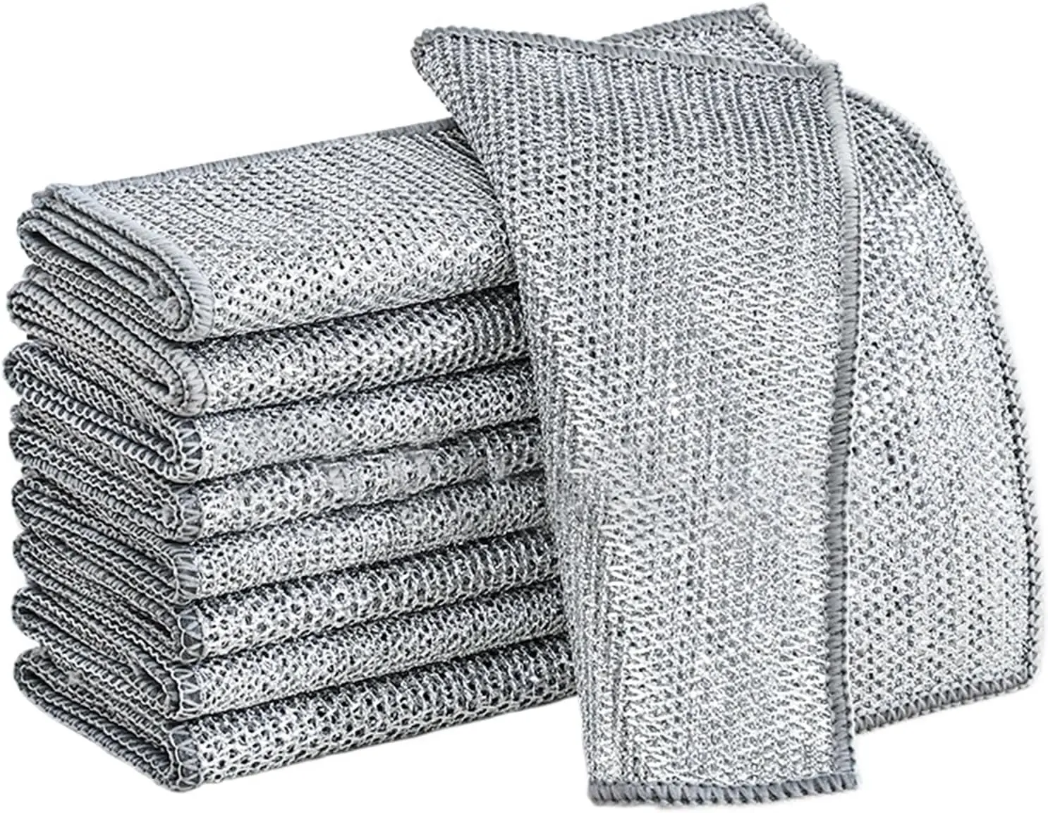 10 Pcs Cotton Washable Double-Layer Non-Scratch Steel Wire Kitchen Towels and Dishcloths Sets - Durable Multipurpose Washable Cleaning Cloths for Home Sink Use, Meeting All Your Cleaning Needs