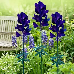 Elegant Metal Bluebonnet Artificial Flower Decorative Garden Stakes, Vintage Farmhouse Style, Ideal Gift for Weddings & Anniversaries, Artificial Outdoor Flowers