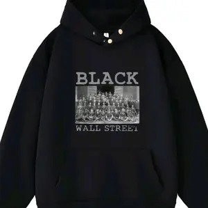 Black Wall Street Hoodie with Graphic Print and Hooded Design