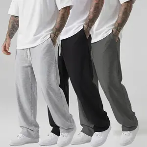 Spring and Autumn Men's Casual Jogging Pants - Straight loose fit, elastic waistband with drawstring, side pocket design, comfortable for all seasons, sporty style trousers, knitted fabric, durable material