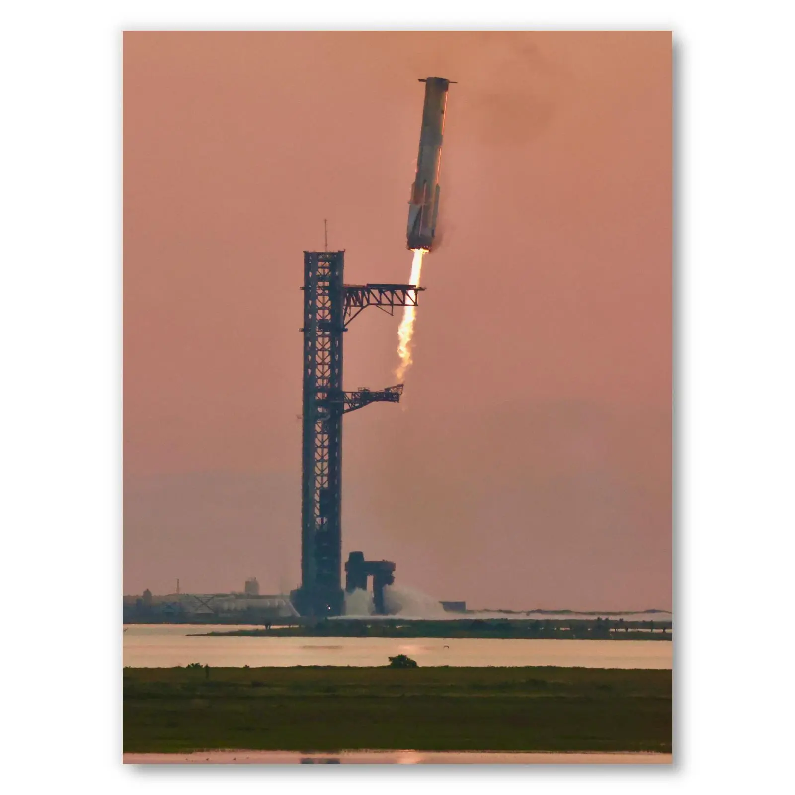 Starship Booster Catch Photo Poster Print, Flight 5 Rocket Launch Spacex Art