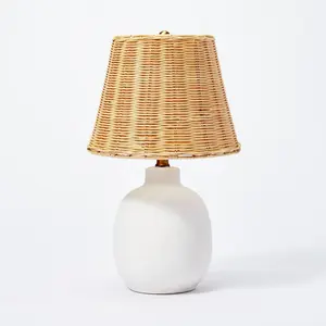 Ceramic Table Lamp with Rattan Shade White - Threshold designed with Studio McGee
