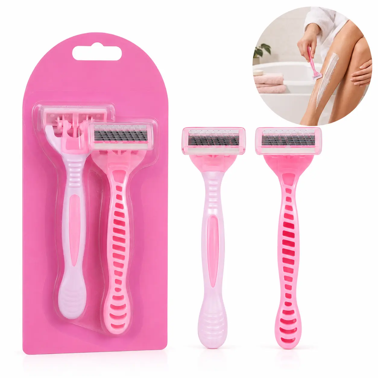 Women’s Manual Body Razor for Hair Removal - Legs, Arms, Underarms, Bikini Line - Outdoor Travel & Daily Shower Grooming Tool (Sports & Leisure Equipment), Hair Remover, Body Groomer Shaver
