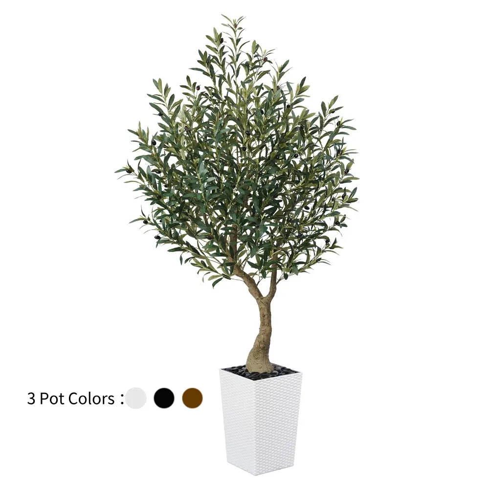 VeriNatural 5/6FT Artificial Olive Tree UV Resistant with White Taper Planter for Indoor & Outdoor（VN137）【SummerVibes】