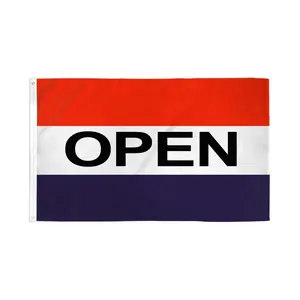 3x5ft Open RWB Polyester Flag Banner - Bold Print, Dye Sublimation, Header Tape - for Home, Festive Backdrop