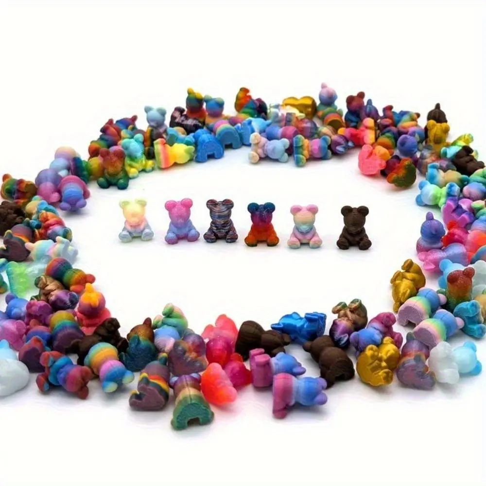104 Miniature 3D-Printed Bear Statues - Plastic Cute Cartoon-Style Collectibles for Holiday Gifts Birthday Ornaments Car Decorations Home Decor summerwins