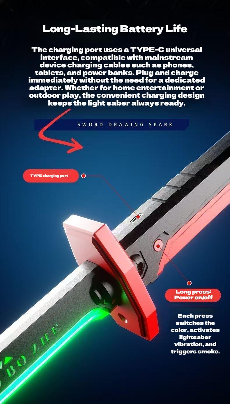 DKD SparkBlade Samurai LED Lightsaber Toy Cyberpunk Katana - 31.5" Light-Up Propfor Cosplay, Raves & Festivals RGB Lights Durable CollectibleItem US In Stock, Perfect Easter Gift