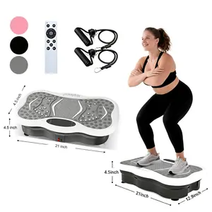 HopHorse High-Power Vibration Plate Exercise Machine, 300 lbs Weight Capacity, Bluetooth Remote Control, for Home Gym Fitness Equipment  3-in-1 Indoor Home Gym + 2 Resistance Bands + Walking Pad Compact Fitness Systemystem