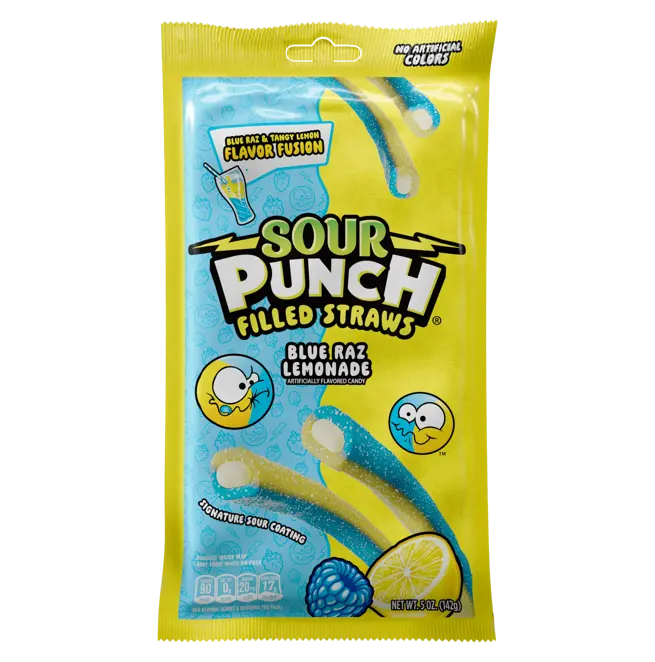 Sour Punch Filled Straws:  CHEWY SOUR SUGAR COVERED CANDY